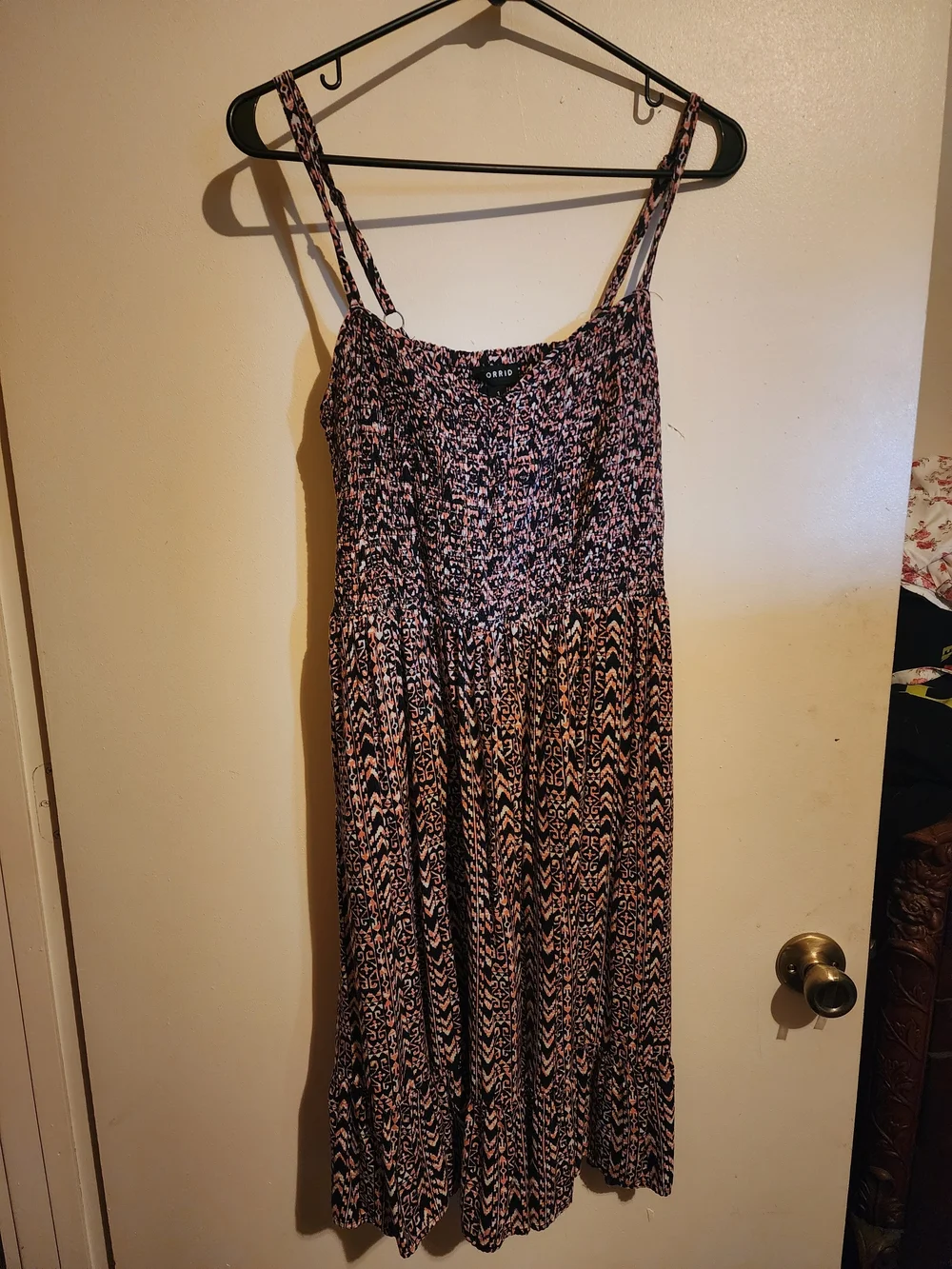 torrid Black and Pink Printed Spaghetti-Strap Midi Dress
